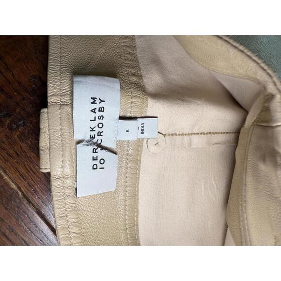 NWOT Derek Lam 10 Crosby Beige Leather Robertson Flared Sailor Pants, Size 8 - Picture 2 of 6